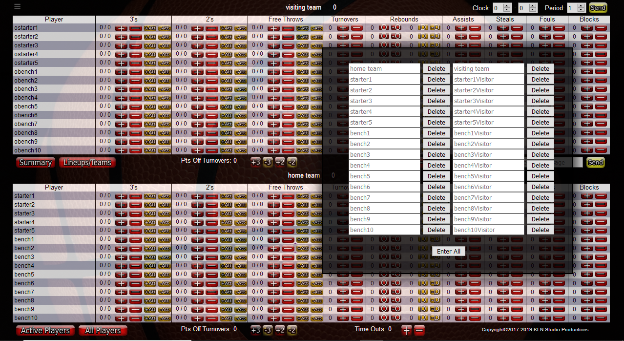 Stats Page with Teams Form